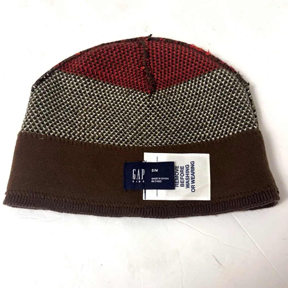 NEW Vintage Gap Kids Winter‎ Beanie Cotton Knit Cap Reindeer Size S/M Nordic